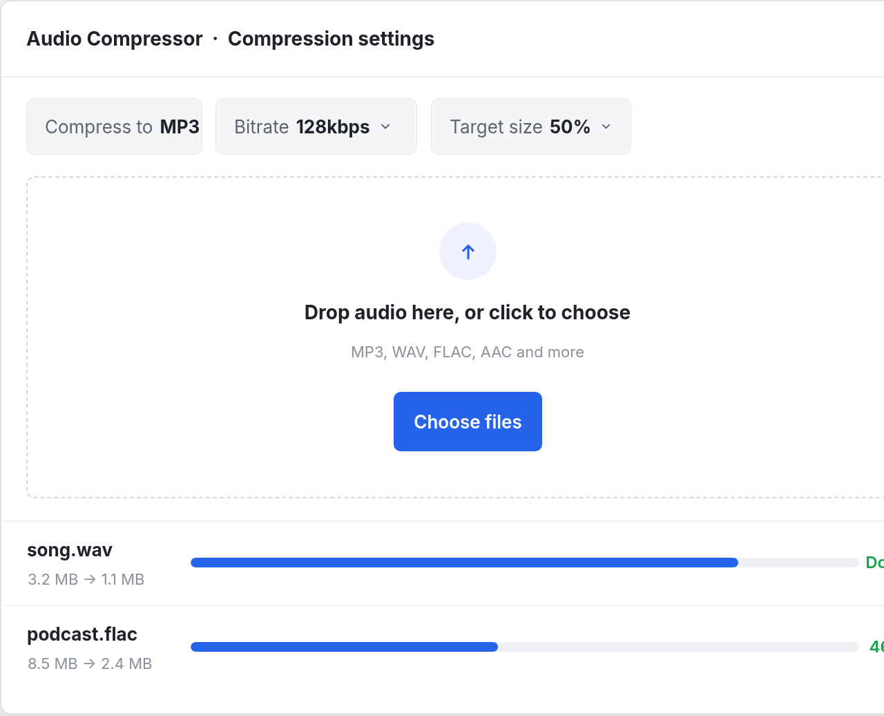 Audio Compressor desktop app on Windows